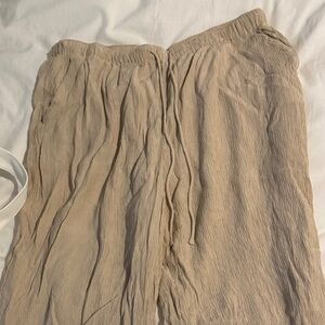 Beige Crinkle Pants
